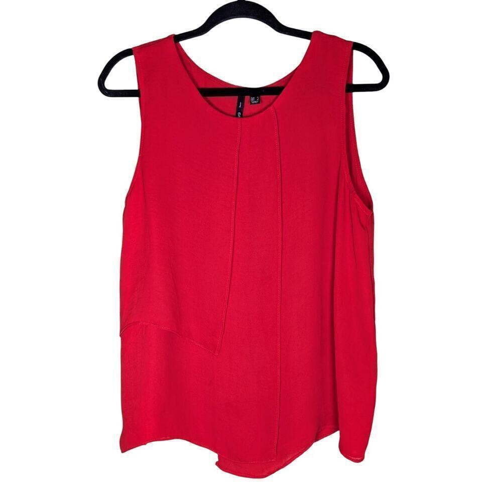 SLEEVELESS TOP BLOUSE WOMEN'S MNG SUIT RED SIZE XL SEMI SHEER